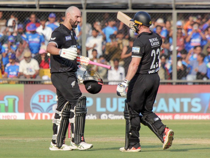 Plan was to put on a partnership and give ourselves a chance, says New Zealand's Glenn Phillips in the ODI series decider against Indiaat the Holkar Stadium in Indore on Sunday. Photo credit: IANS
