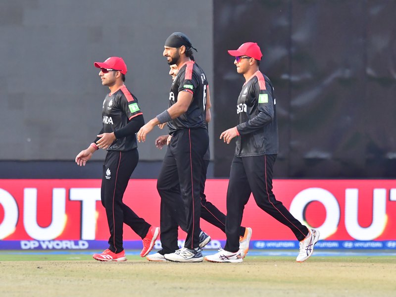 Muhammad Waseem hails Junaid Siddique’s five-wicket haul in the ICC Men's T20 World Cup clash in New Delhi, urges UAE to improve middle-overs batting. Photo credit: IANS 