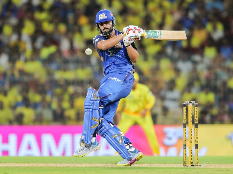 Anshul Kamboj’s 3-32, Noor Ahmad’s 2-26 help Chennai Super Kings restrict Mumbai Indians to 159/7 in a match of the Indian Premier League (IPL) 2026 at the MA Chidambaram Stadium in Chennai on Saturday. Photo credit: IANS 