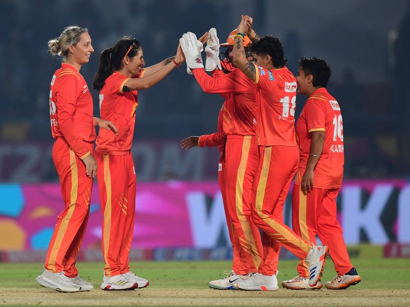 Sophie Devine, Rajeshwari Gayakwad set up Gujarat Giants’ 45-run win over UP Warriorz, move to second place in the Women's Premier League (WPL) 2026 at the Kotambi Stadium in Vadodara on Thursday. Photo credit: IANS