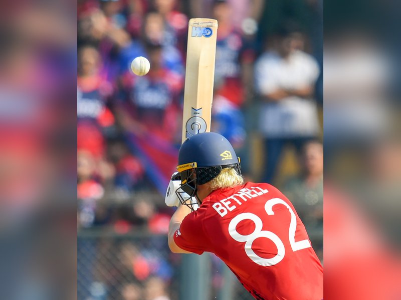 Jacob Bethell becomes second England batter to hit a fifty on World Cup debut, as he scores a fluent 55 off 35 balls against Nepal in their opening match of the ICC Men's T20 World Cup 2026 at the Wankhede Stadium in Mumbai on Sunday. Photo credit: IANS