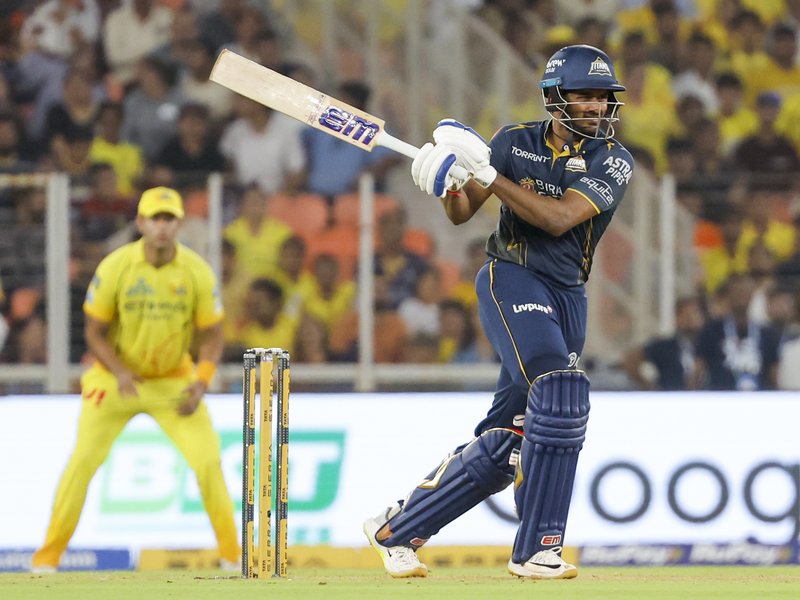 Really happy with five fifties in a row, but a lot of work to do, says B Sai Sudharsan after helping Gujarat Titans post 229/3 against Chennai Super Kings in Ahmedabad. Photo credit: IANS 