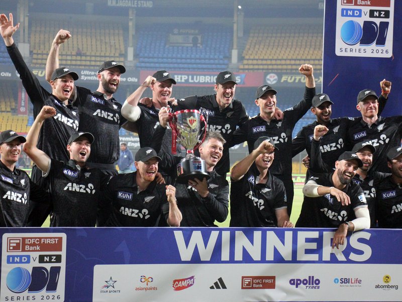 To win a series for the first time here has been pretty special, says New Zealand captain Michael Bracewell after his team defeated India in the third ODI to win the three-match series 2-1 at the Holkar Stadium in Indore on Sunday. Photo credit: IANS