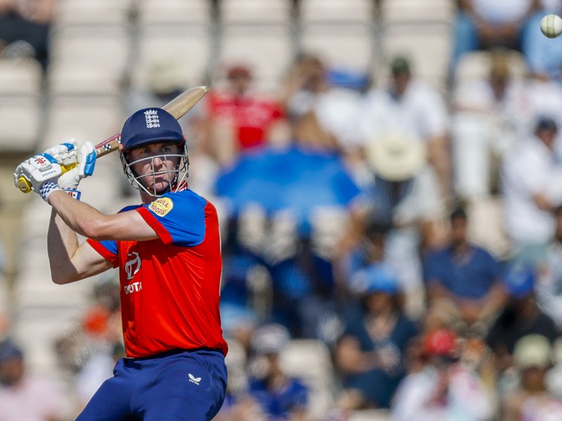 Jos Buttler smashes 131, Harry Brook hits 95* as England post 257/3 against listless India in the fifth and final T20I at The Rose Bowl in Southampton on Saturday. Photo credit: IANS/@BCCI/X