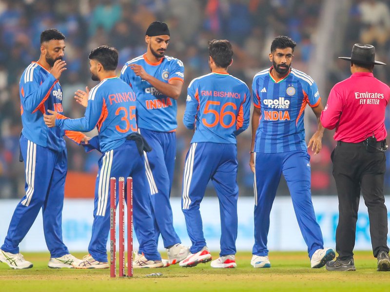 Shivam Dube, Varun Chakaravarthy pick two wickets each as India beat New Zealand by 48 runs in the opening T20I to take 1-0 lead in the five-match series at the VCA Stadium in Nagpur on Wednesday. Photo credit: IANS 