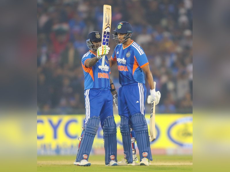 Suryakumar Yadav's unbeaten 82 guides India to a seven-wicket victory over New Zealand in the second T20I at the Shaheed Veer Narayan Singh International Stadium, Raipur, on Friday. Photo credit: IANS 