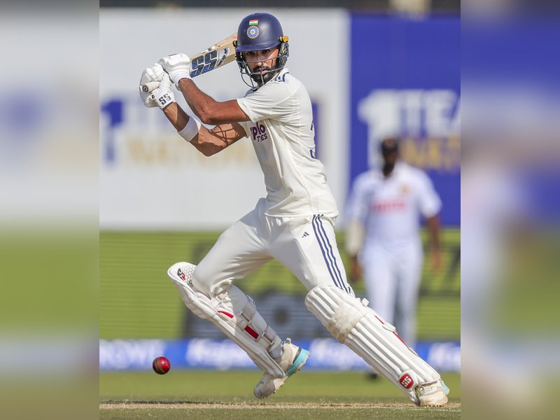 Devdutt Padikkal's maiden Test century helps India dominate proceedings against Sri Lanka on the opening day of the first Test in Galle on Saturday. Photo credit: IANS 