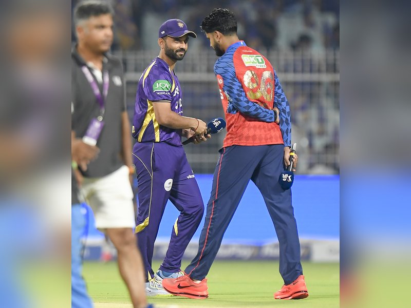 Navdeep Saini, Rovman Powel come replace Chakravarthy, Narine as Kolkata Knight Riders elect to bat against Punjab Kings in an Indian Premier League (IPL) 2026 at the Eden Gardens in Kolkata on Monday. Photo credit: IANS