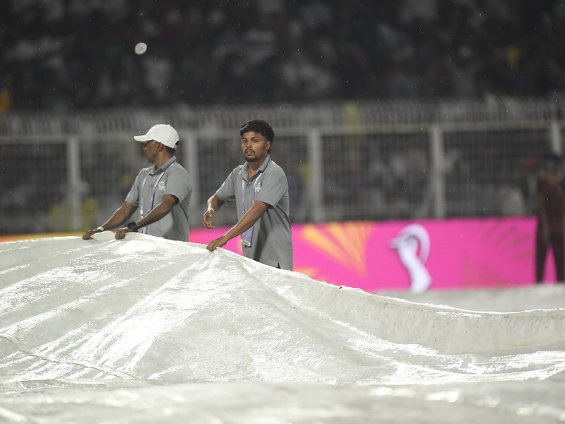 Xavier Bartlett strikes early as Kolkata Knight Riders slip to 25/2 before rain stops play in their Indian Premier League (IPL) 2026 match against Punjab Kings at the Eden Gardens in Kolkata. Photo credit: IANS 