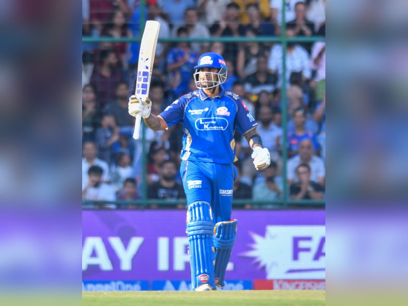 Suryakumar Yadav hits 51 as Mumbai Indians post 162/6 against Delhi Capitals on a slow pitch in the Indian Premier League (IPL) 2026 clash at the Arun Jaitley Stadium in New Delhi on Saturday. Photo credit: IANS
