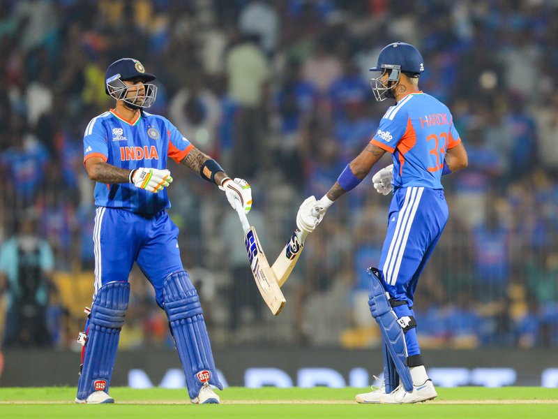 Fifties by Abhishek Sharma, Hardik Pandya power India to their highest tournament score against Zimbabwe in their Super 8s clash in the ICC Men's T20 World Cup 2026 at the MA Chidambaram Stadium in Chennai on Thursday. Photo credit: IANS