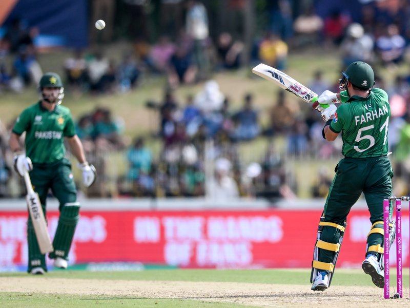 Sahibzada Farhan’s unbeaten 100 guides Pakistan to 199/3 against Namibia in a Group A match in the ICC Men's T20 World Cup 2026 at the Sinhalese Sports Club in Colombo on Wednesday. Photo credit: IANS