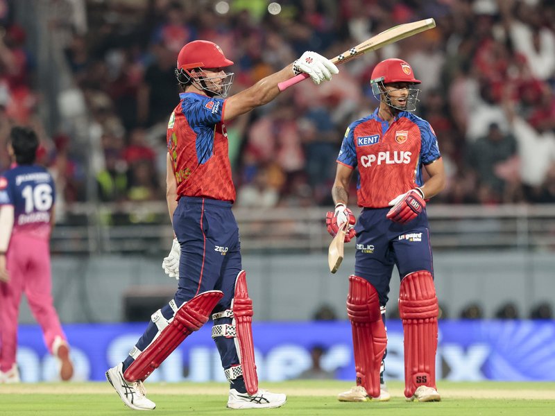 Fifties by Marcus Stoinis and Prabhsimran Singh guide Punjab Kings to 222/4 against Rajasthan Royals in Match 40 of the Indian Premier League (IPL) 2026 at the Maharaja Yadavindra Singh International Cricket Stadium, New Chandigarh on Tuesday on Tuesday. Photo credit: IANS 