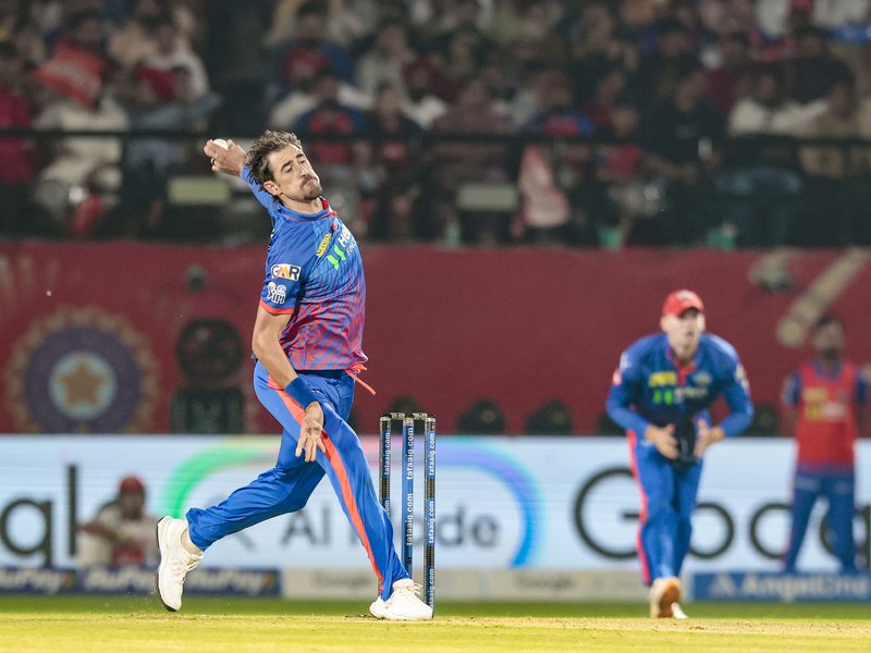 Mitchell Starc registers most expensive over of his T20 career against Punjab Kings and Delhi Capitals in Dharamsala on Thursday. Photo credit: IANS