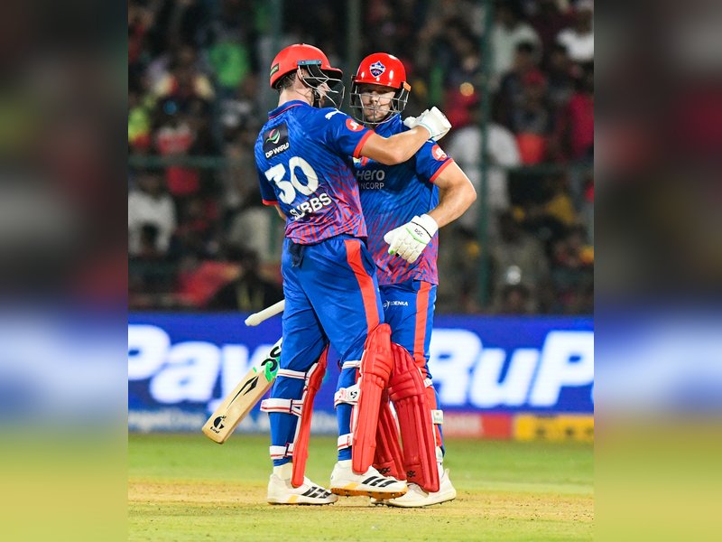 KL Rahul, Tristian Stubbs, David Miller power Delhi Capitals to tense six-wicket win over Royal Challengers Bengaluru at the M. Chinnaswamy Stadium in Bengaluru on Saturday. Photo credit: IANS 