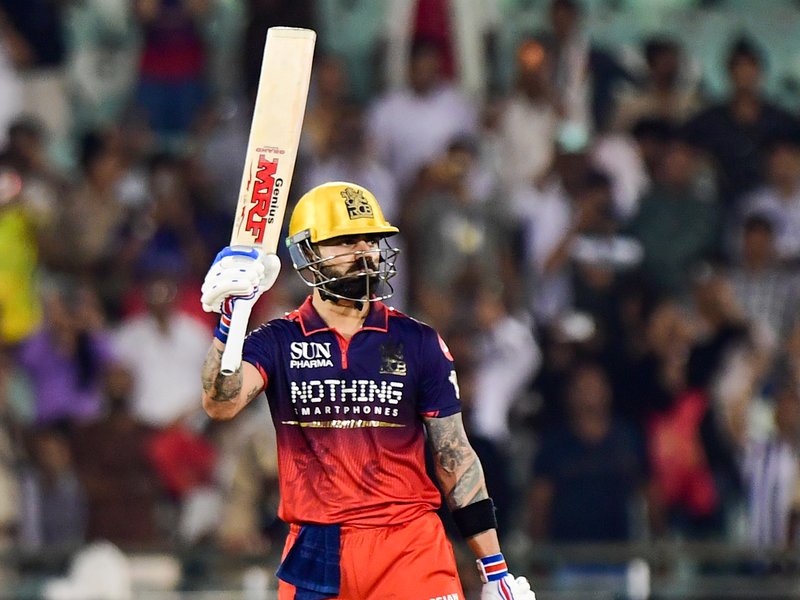 Virat Kohli’s unbeaten 105 powers Royal Challengers Bengaluru to top spot with six-wicket win over Kolkata Knight Riders in Indian Premier League  (IPL) 2026 in Raipur on Wednesday. Photo credit: IANS 