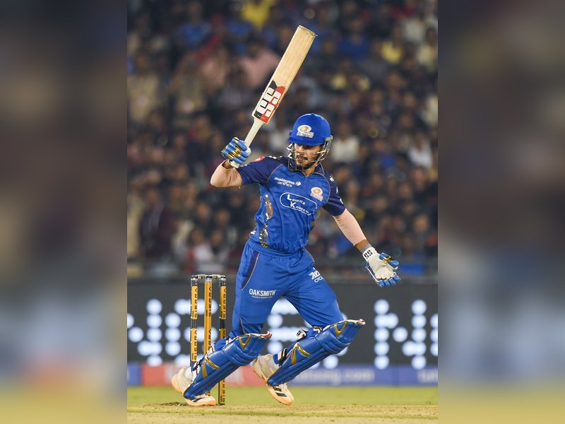 Bhuvneshwar Kumar picks 4-23, but Tilak Varma’s fifty takes Mumbai Indians to 166/7 against Royal Challengers Bengaluru in their Indian Premier League (IPL) 2026 clash at the Shaheed Veer Narayan Singh International Stadium in Raipur on Sunday. Photo credit: IANS 