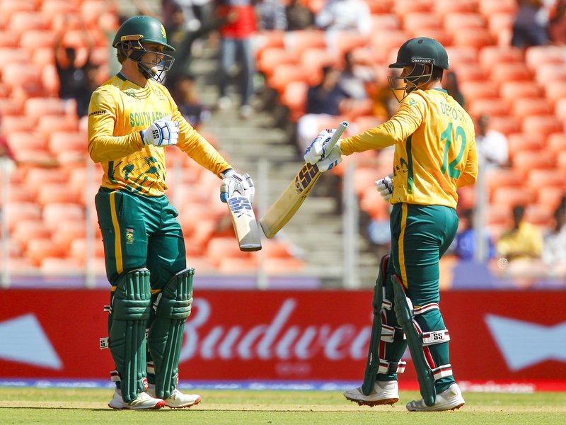 टी20 विश्व कप: डिकॉक और रिकल्टन का अर्धशतक, दक्षिण अफ्रीका ने अफगानिस्तान को दिया 188 रन का लक्ष्य 