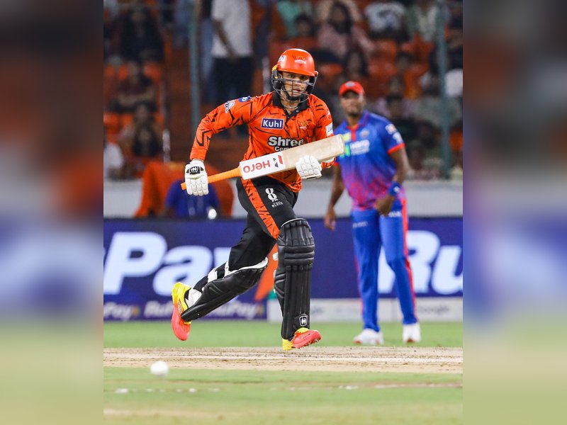 Abhishek Sharma draws level with Virat Kohli, scoring his ninth century, in Match 31 of Indian Premier League (IPL) 2026 against Delhi Capitals, in Hyderabad on Tuesday. Photo credit: IANS 