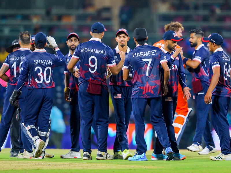 ‘Dreamt of playing in Chennai as a kid,’ says USA’s Saiteja Mukkamalla after his fiery 79 against the Netherlands helped the team win the ICC Men's T20 World Cup. Photo credit: IANS