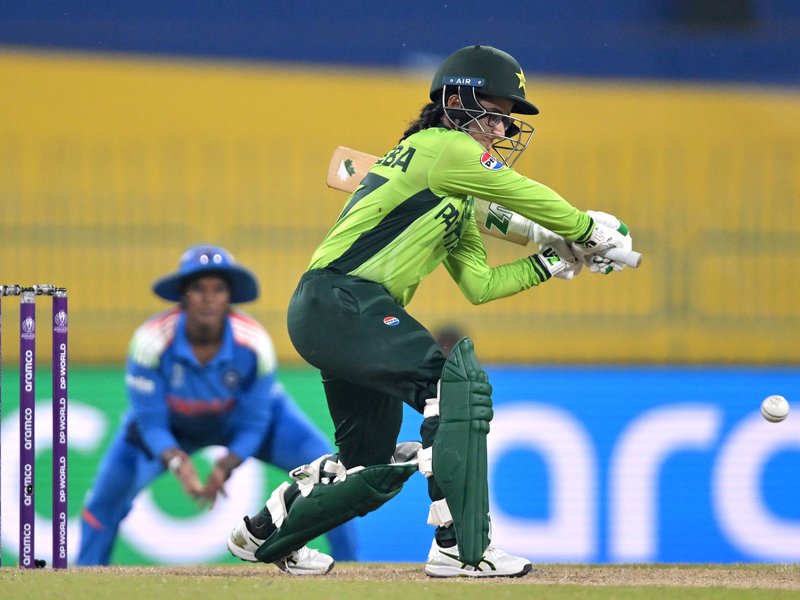 Unusual scenes in Colombo as Pakistan's Muneeba Ali is run out in bizarre fashion against India in a league match of the ICC Women's World Cup 2025 in Colombo on Sunday. Photo credit: IANS 