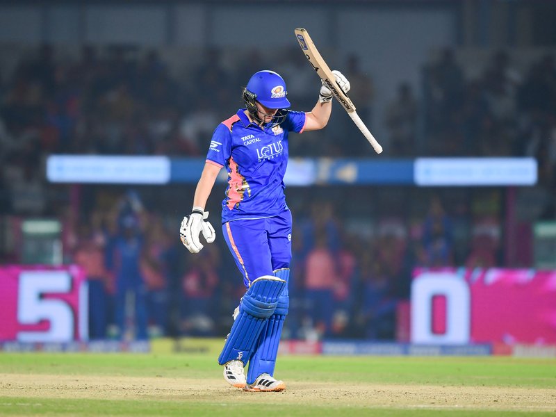 Nat Sciver-Brunt slams tournament’s first century as Mumbai Indians post 199/4 against Royal Challengers Bengaluru in the Women's Premier League (WPL) 2026 at the BCA Stadium, Kotambi, in Vadodara on Monday. Photo credit: IANS