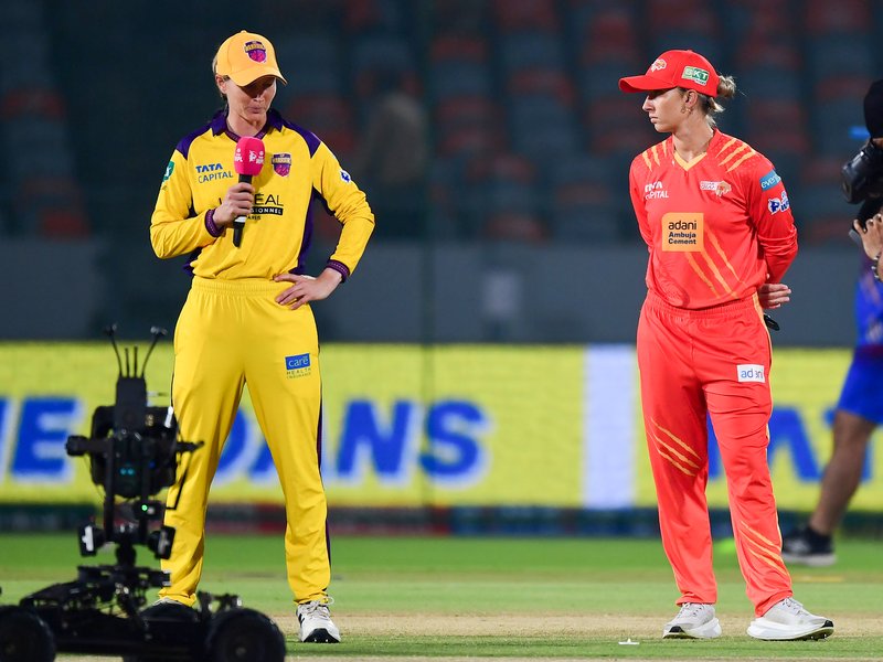 Unchanged UP Warriorz elect to bowl first against Gujarat Giants in crucial league match of the Women's Premier League (WPL) 2026 at the BCA Stadium, Kotambi, in Vadodara on Thursday. Photo credit: IANS