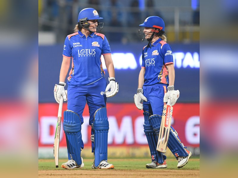 Nat Sciver-Brunt’s 65, Nicola Carey’s 32 not out carry Mumbai Indians to 161/5 against UP Warriorz in Match 8 of Women's Premier League (WPL) 2026 at the Dr. DY Patel Stadium in Navi Mumbai on Thursday. Photo credit: IANS 