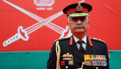 New Delhi:Army Chief General Manoj Mukund Naravane during Army Day parade at KM Cariappa Parade Ground in New Delhi on Saturday January 15,2022.(Photo: Qamar Sibtain/IANS)