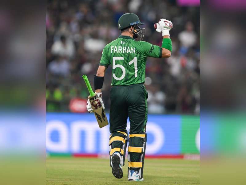 ‘Told my coach I’ll earn the POTM award,’ says Sahibzada Farhan after scoring a match-winning 73 against the USA in ICC Men's T20 World Cup match in Colombo on Tuesday. Photo credit: IANS