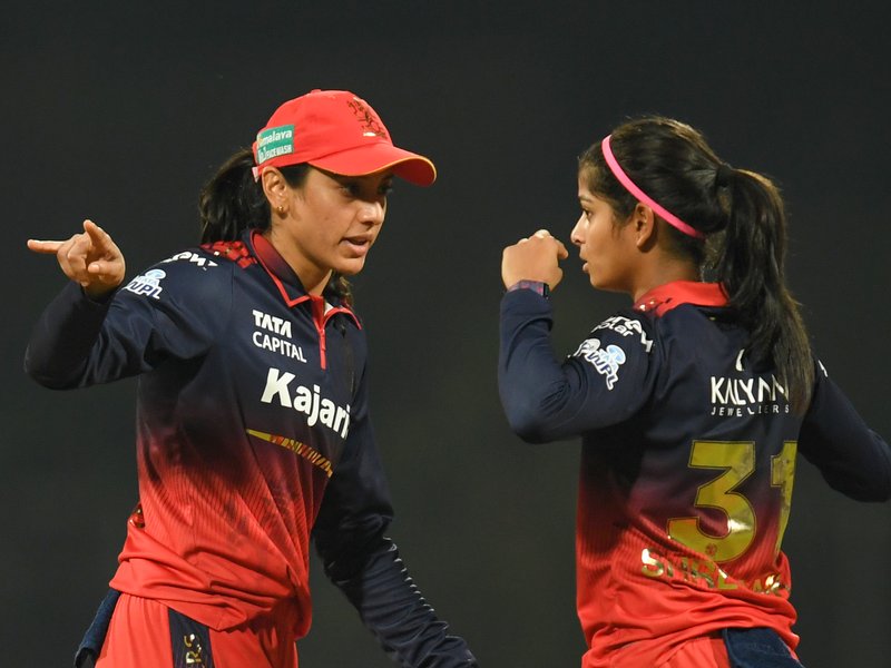 Very happy that I got my first five-wicket haul in T20s, says Shreyanka Patil after leading Royal Challengers Bengaluru to victory against Gujarat Giants in Women's Premier League on Friday. Photo credit: IANS 