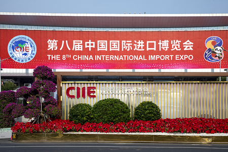 8वें सीआईआईई के लिए प्रदर्शनी बूथों का निर्माण पूरा