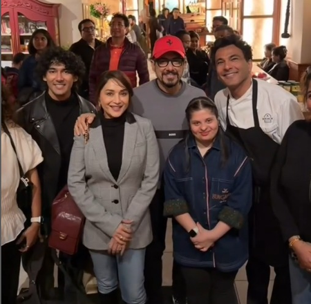 Madhuri Dixit and hubby Dr. Shriram Nene relish a ‘divine’ meal at Vikas Khanna’s Manhattan restaurant