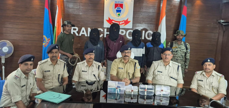 रांची में उग्रवादी संगठन और क्रिमिनल गैंग के नाम पर रंगदारी मांगने वाले चार अपराधी गिरफ्तार