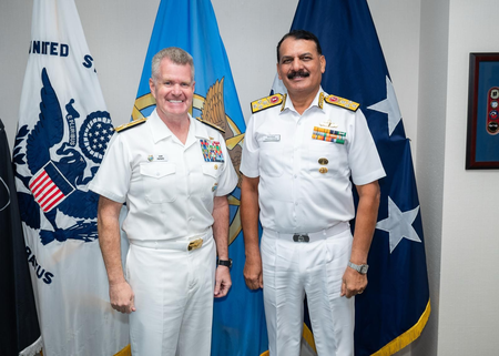 Navy chief Admiral Dinesh K Tripathi discusses maritime issues with US Commanders