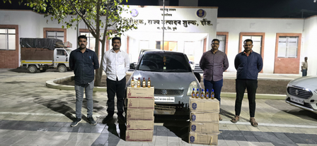 दौंड में एक कार से करीब 6.52 लाख रुपये की नकली शराब जब्त, तस्कर फरार