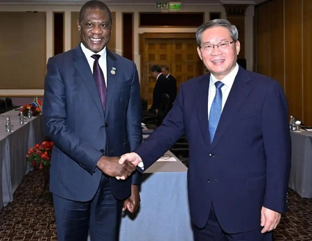 ली छ्यांग ने दक्षिण अफ्रीका के उप राष्ट्रपति से भेंट की