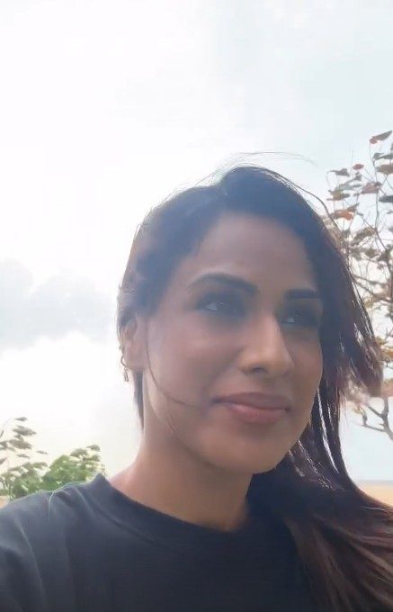Nia Sharma's post pack up scenes includes beautiful beach view & breakfast