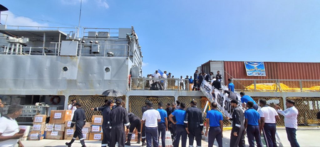 <div>Op Sagar Bandhu: INS Sukanya carrying relief material arrives in Sri Lanka's Trincomalee</div>