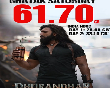 बॉक्स ऑफिस पर रणवीर सिंह की 'धुरंधर' का जलवा, दो दिन में 50 करोड़ से ज्यादा का कलेक्शन