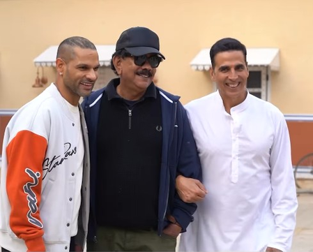 'भूत बंगला' के सेट पर क्रिकेट का धमाल! शिखर धवन ने अक्षय कुमार को दी पटखनी, उड़ाया उनका विकेट