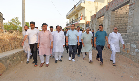 Rajasthan CM's morning stroll in village, distributes chocolates to kids on way to school