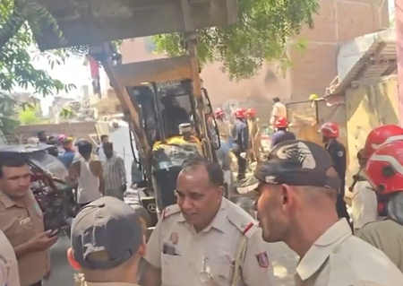 Suspected cylinder blast triggers building collapse in Delhi's Mukundpur, six injured