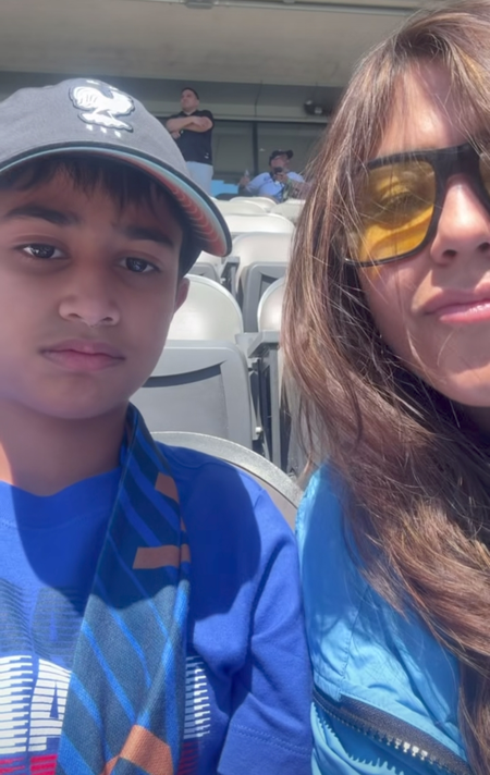 Ekta Kapoor's nephew Laksshya looks puzzled as she records video of them watching FIFA World Cup live Ekta Kapoor's nephew Laksshya looks puzzled as she records video of them watching FIFA World Cup live
