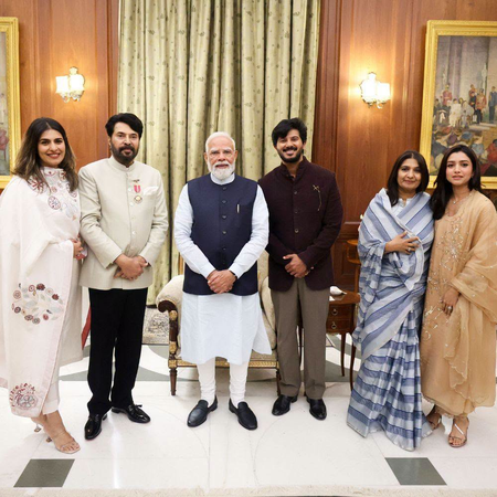 प्रधानमंत्री मोदी ने पद्म भूषण मलयालम अभिनेता ममूटी और उनके परिवार से मुलाकात की