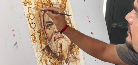 Unique art by young Neemuch artist: PM Modi’s portrait crafted with tea depicts 12 years of achievements