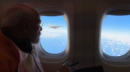 Five Indonesian fighter jets escort PM Modi's aircraft as he departs after successful visit Five Indonesian fighter jets escort PM Modi's aircraft as he departs after successful visit