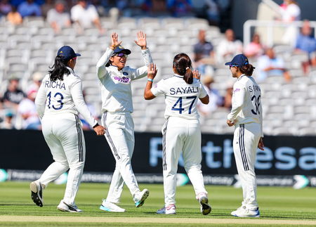 One-off Test: Satghare, Gaud, Rana pick two scalps each, take India on doorstep of historic win One-off Test: Satghare, Gaud, Rana pick two scalps each, take India on doorstep of historic win