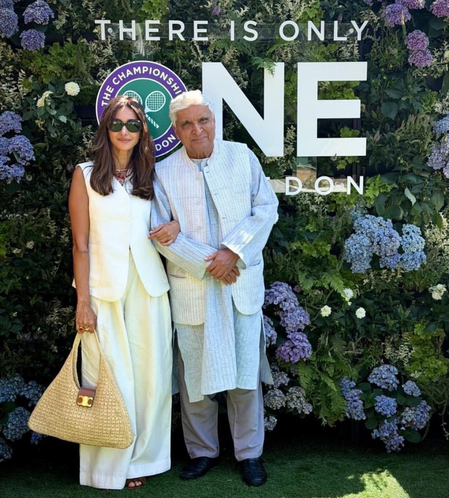 Javed Akhtar shares a heartwarming moment with daughter-in-law Shibani Dandekar at Wimbledon Javed Akhtar shares a heartwarming moment with daughter-in-law Shibani Dandekar at Wimbledon