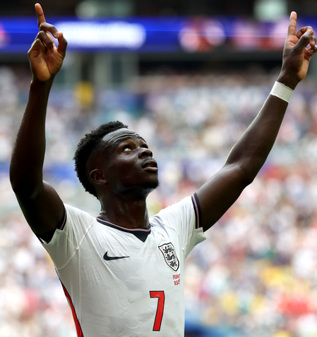 Saka 'proud' to join 'elite club' of England's World Cup hat-trick scorers Saka 'proud' to join 'elite club' of England's World Cup hat-trick scorers